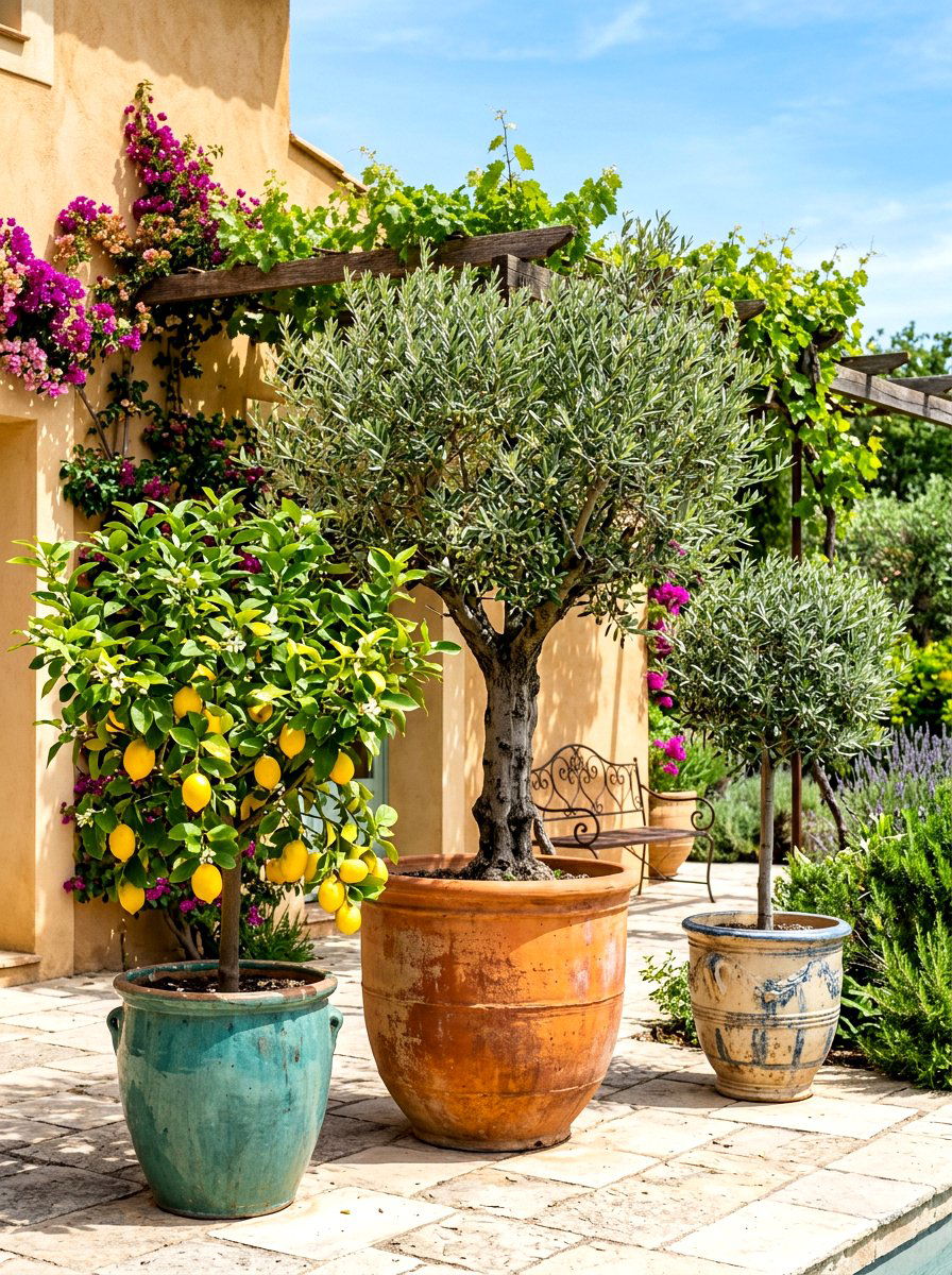 Potted Tree Garden - 30 small backyard ideas