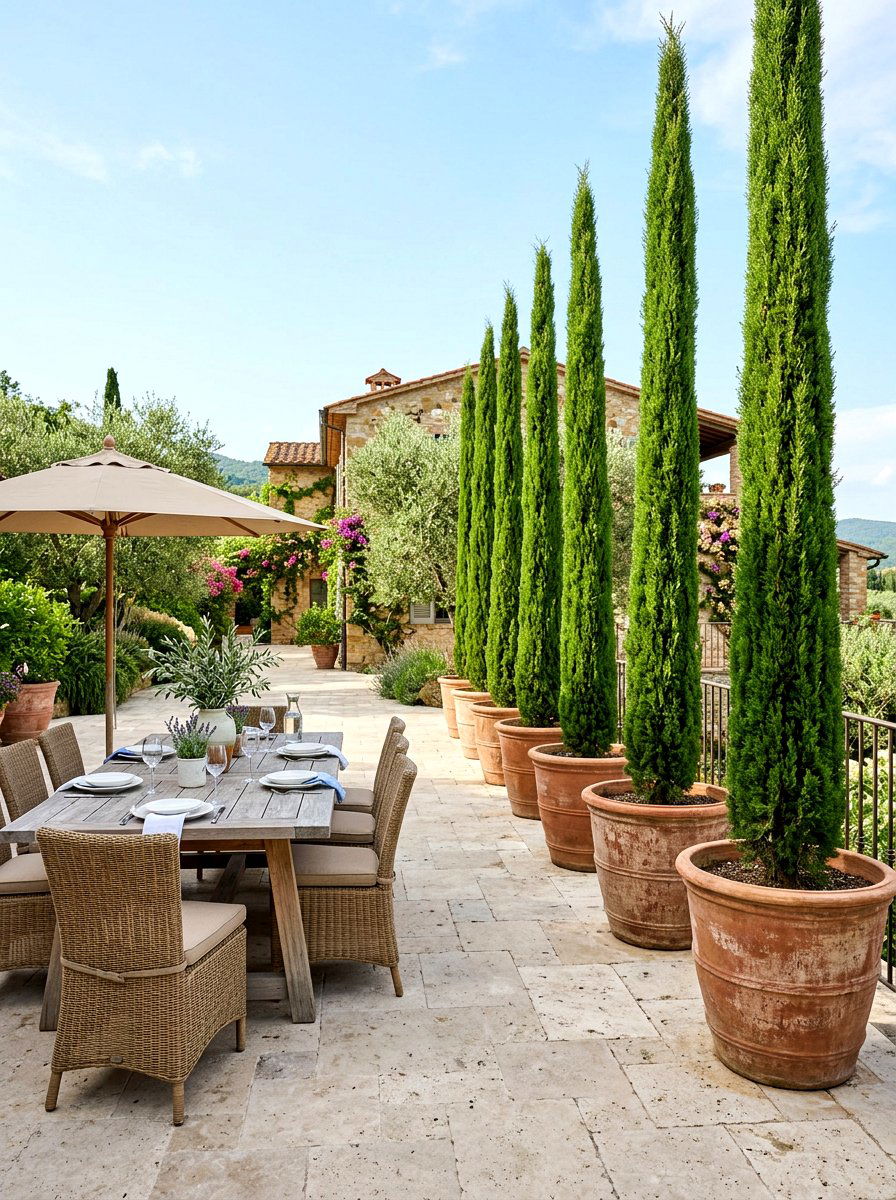 Potted Trees - 30 backyard privacy ideas