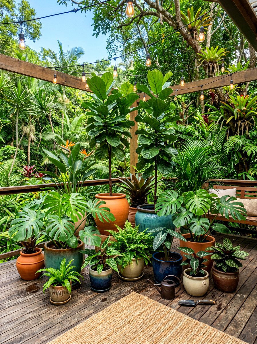 Potted Tropical Plant - 30 bohemian patio decor ideas