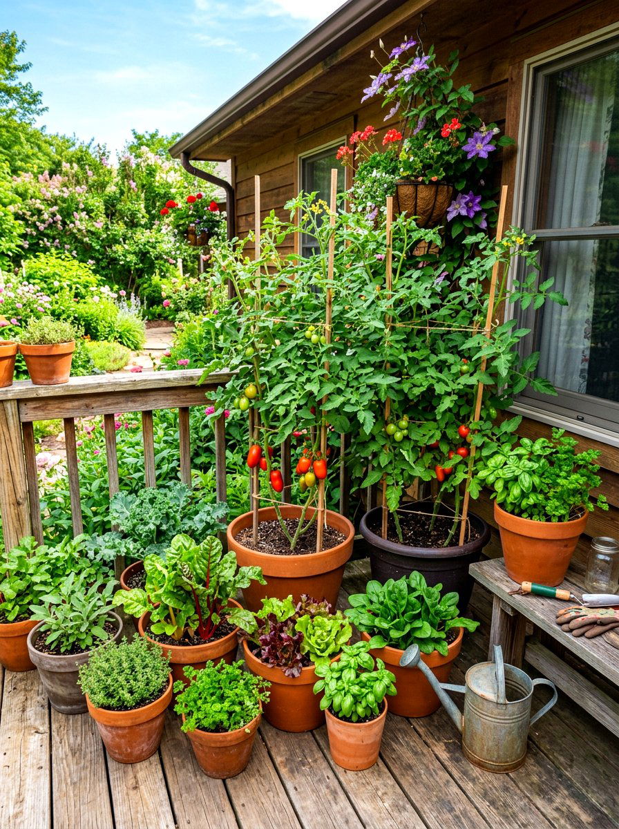 Potted Vegetable Garden - 30 budget backyard ideas