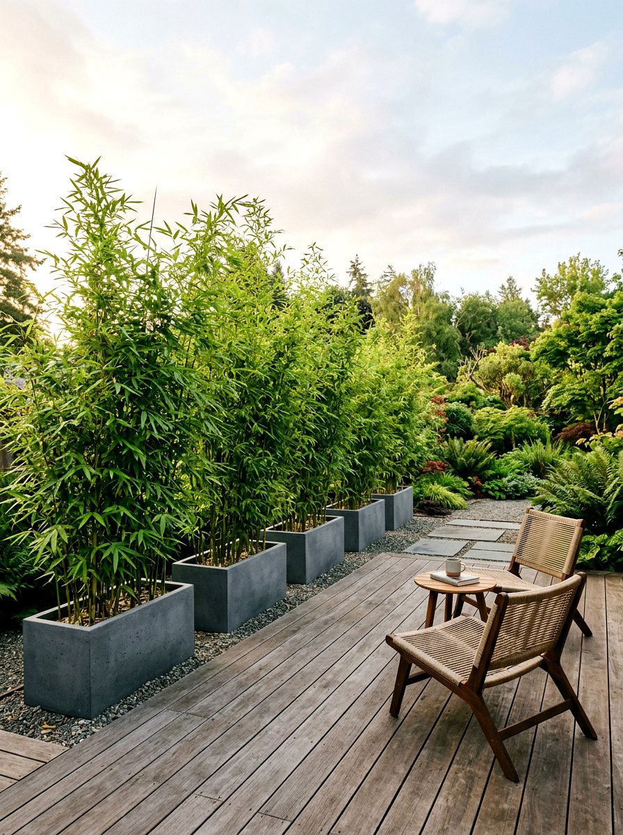 Potted bamboo grove - 30 apartment patio privacy ideas