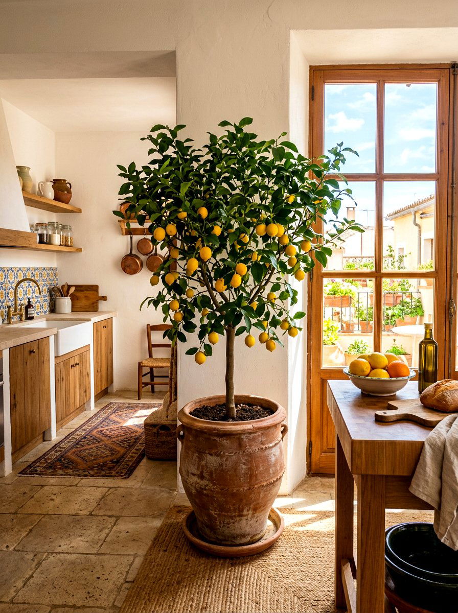 Potted citrus tree indoors - 30 indoor plant decor ideas