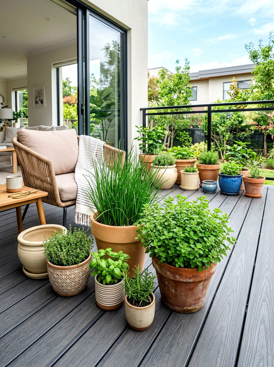 Potted herb garden containers - 30 rooftop herb garden ideas