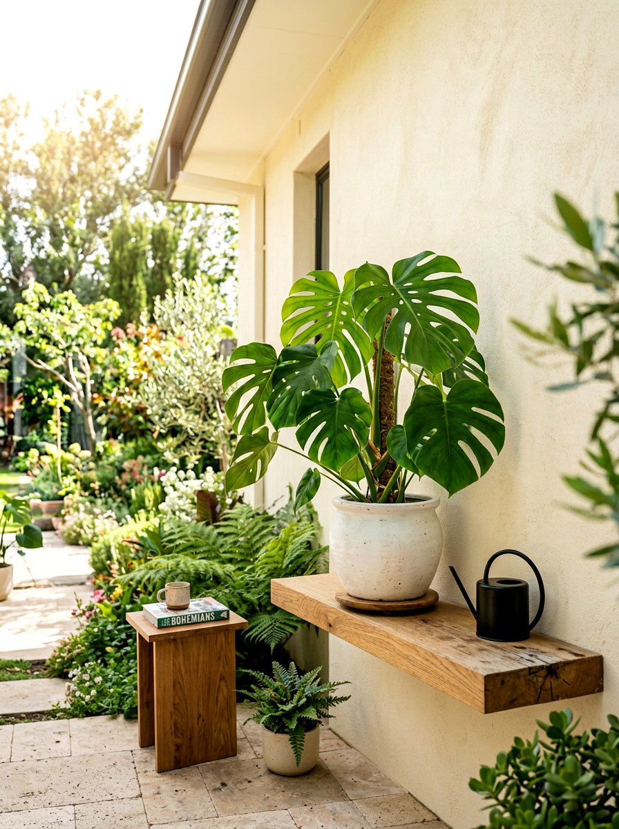 Potted indoor plant - 30 open cabinet styling ideas