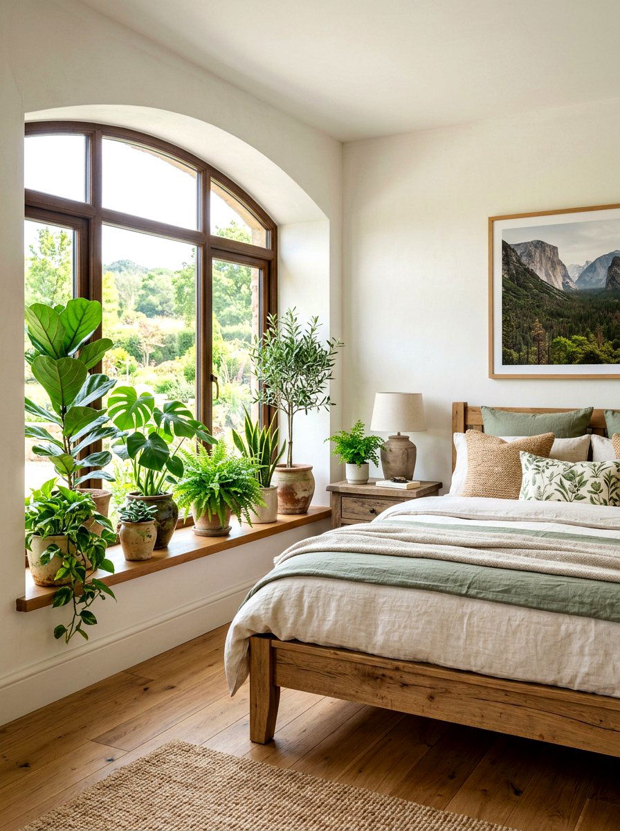 Potted indoor plants - 30 grandma core bedroom ideas
