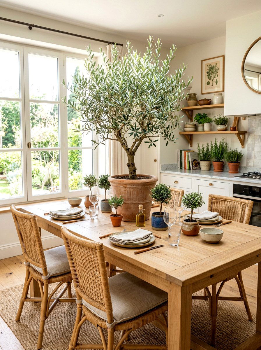 Potted olive tree table - 30 olive tablescape ideas