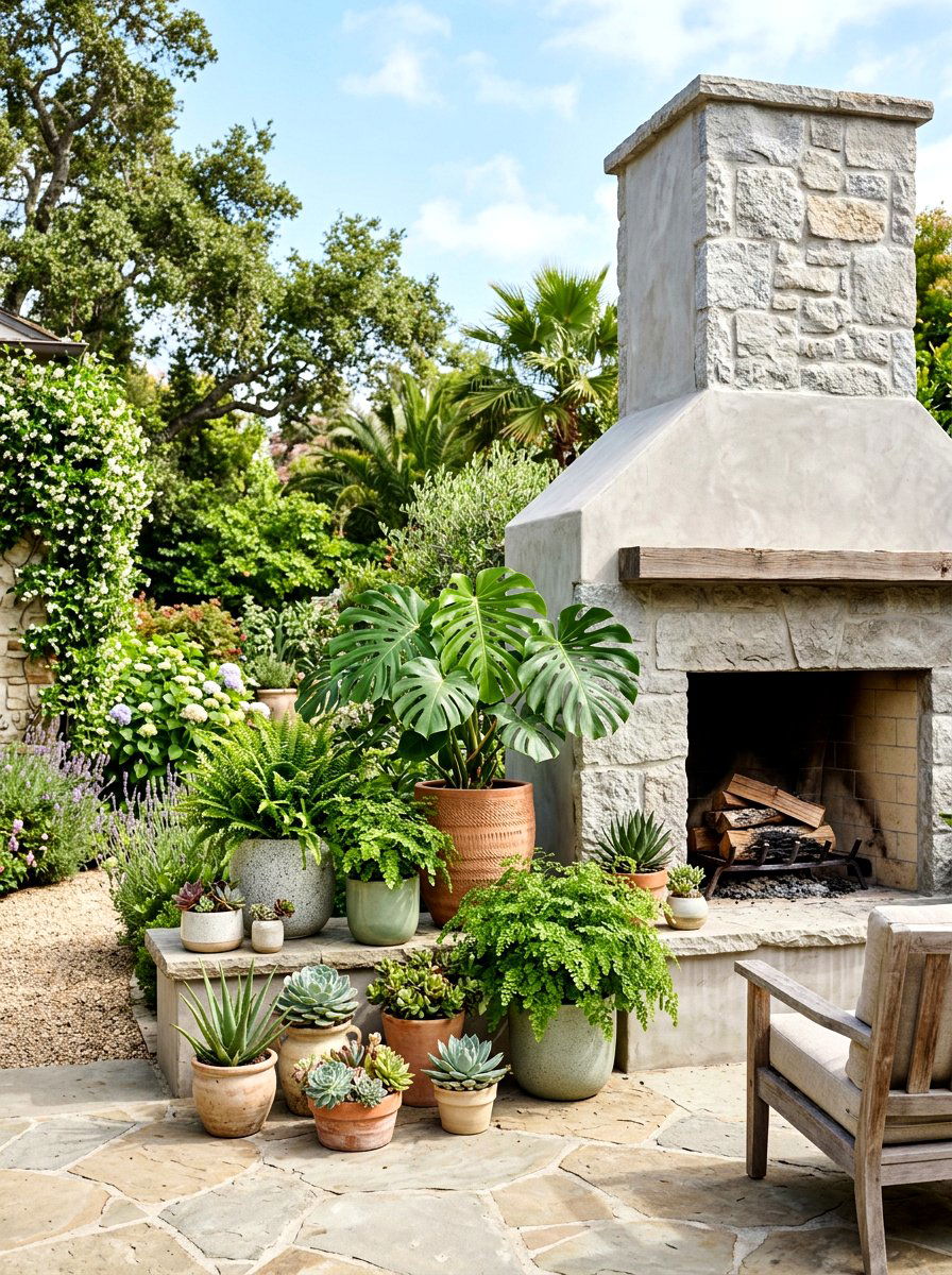 Potted plant display - 30 mantel decor ideas