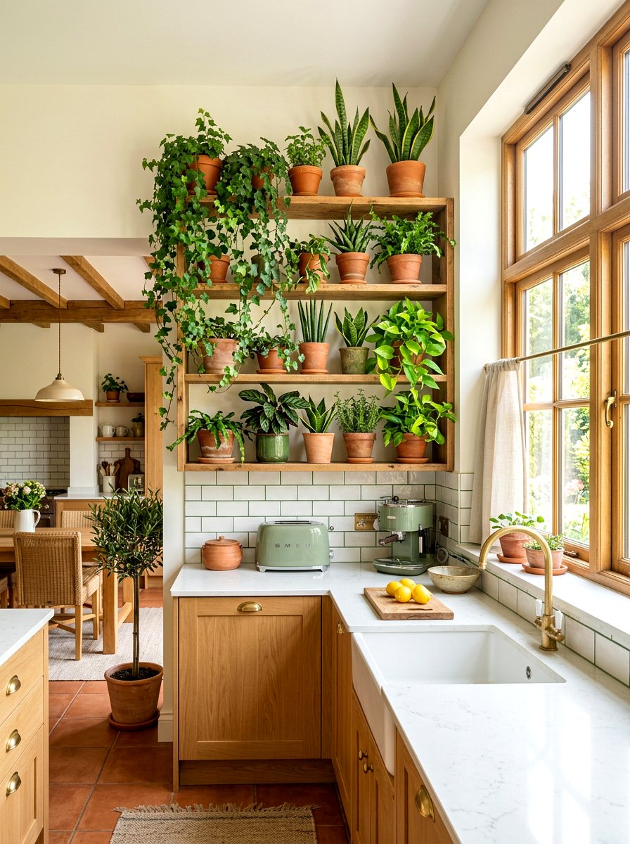 Potted plant shelf - 30 wellness shelf styling ideas