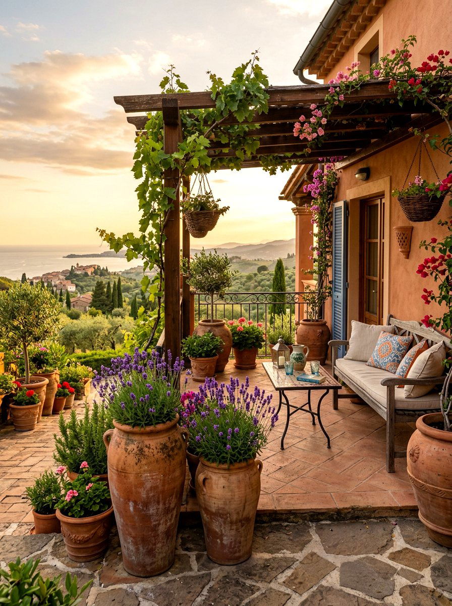 Potted plants - 30 cozy evening porch ideas