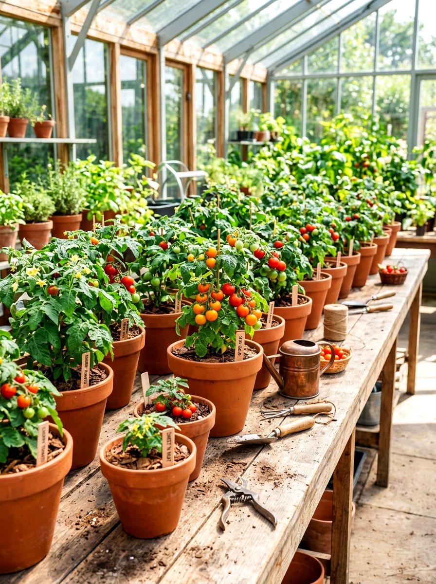 Potted tomato garden table - 30 tomato tablescape ideas