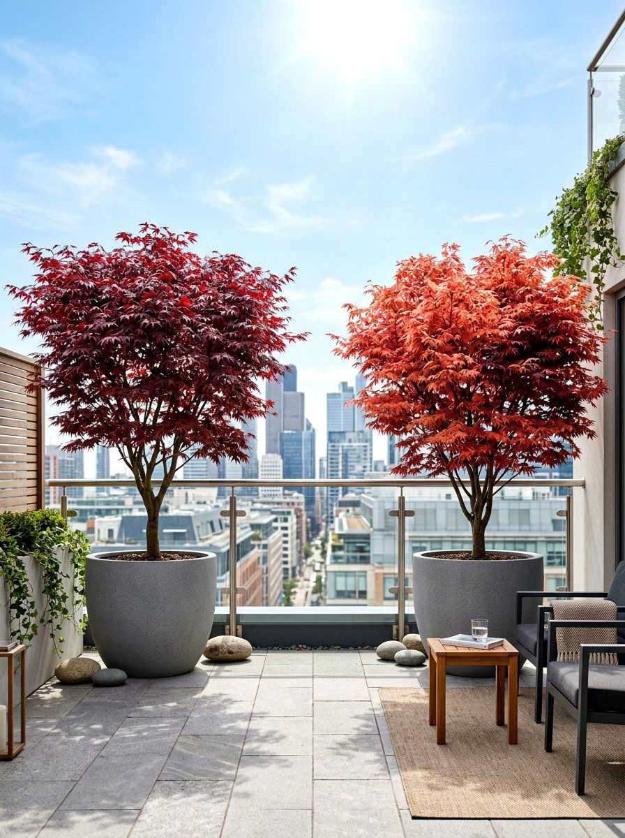 Potted trees - 30 city backyard garden ideas