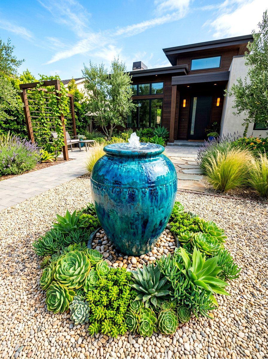 Pottery Jar Water Feature - 30 entry fountain landscaping ideas