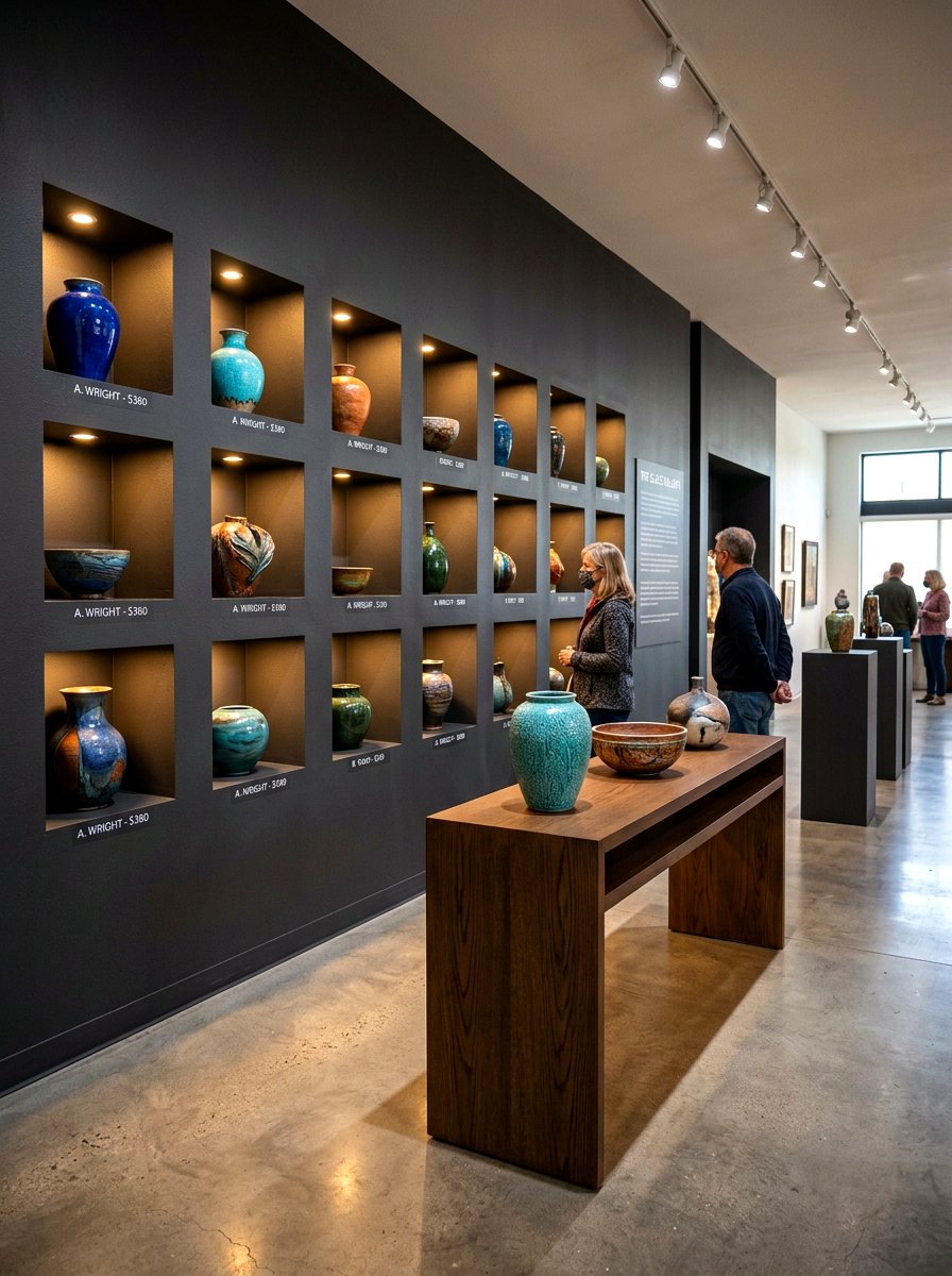 Pottery gallery display - 30 pottery room ideas
