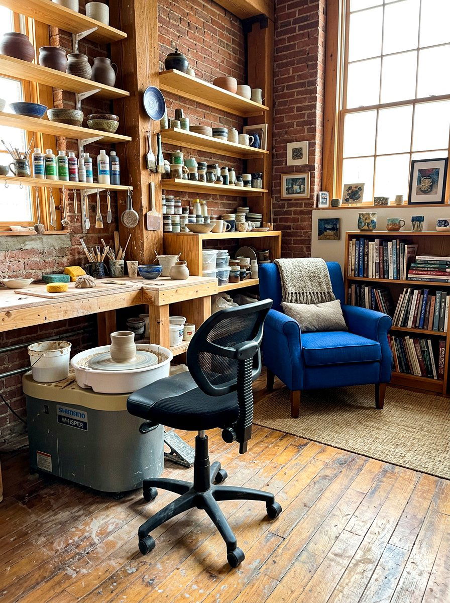 Pottery studio seating - 30 pottery room ideas