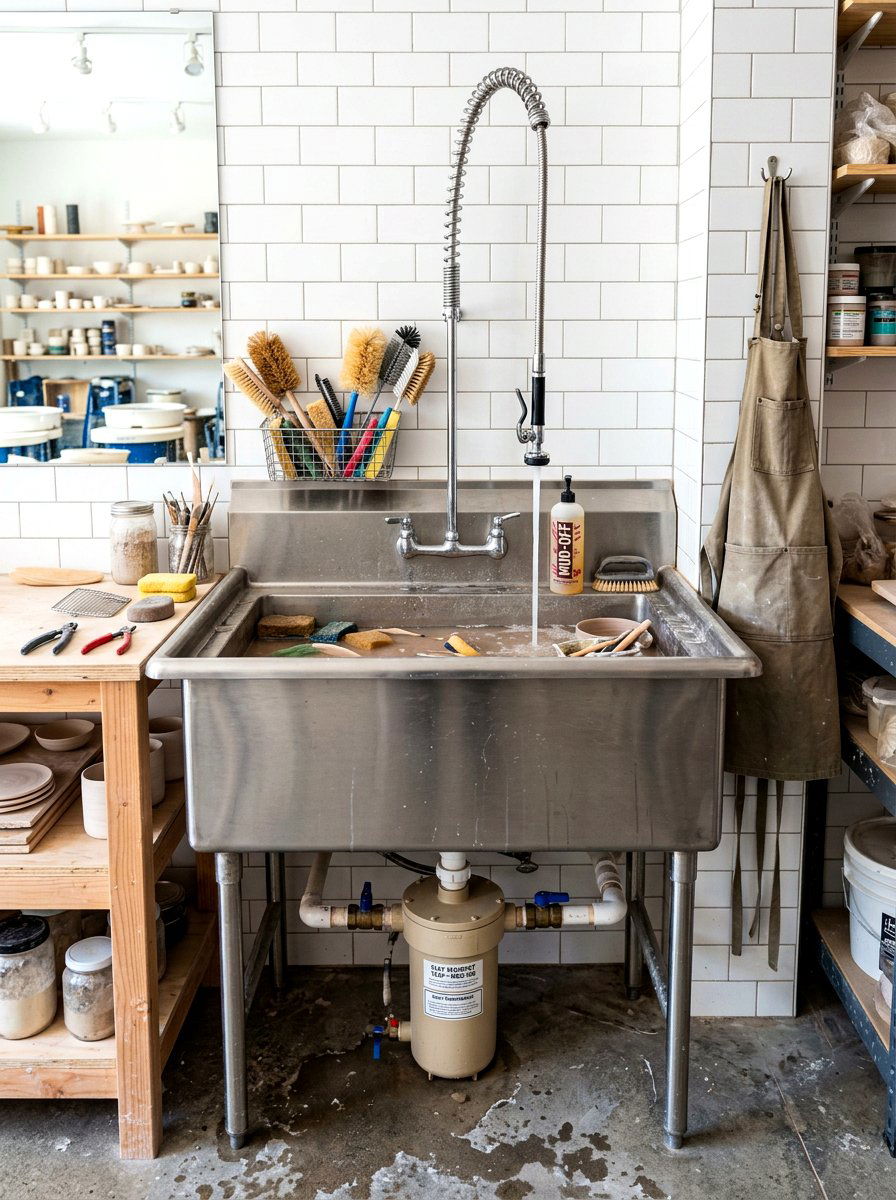 Pottery studio sink - 30 pottery room ideas