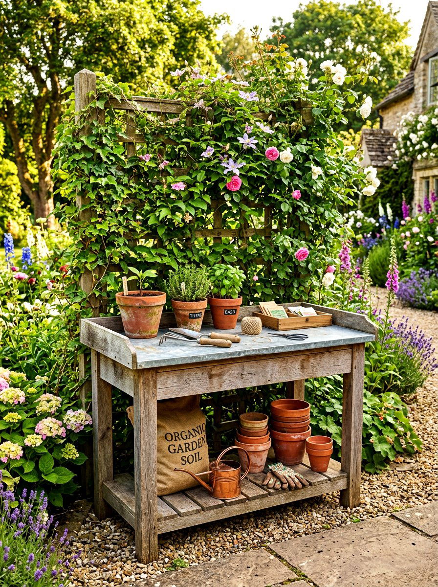 Potting Bench - 30 hobby rich home ideas
