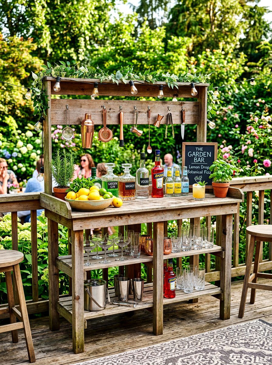 Potting Bench Bar - 30 budget outdoor furniture ideas