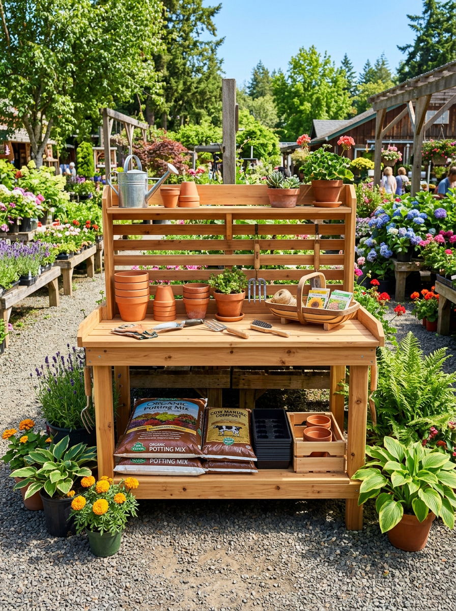Potting Bench Garden Center - 30 shed organization ideas