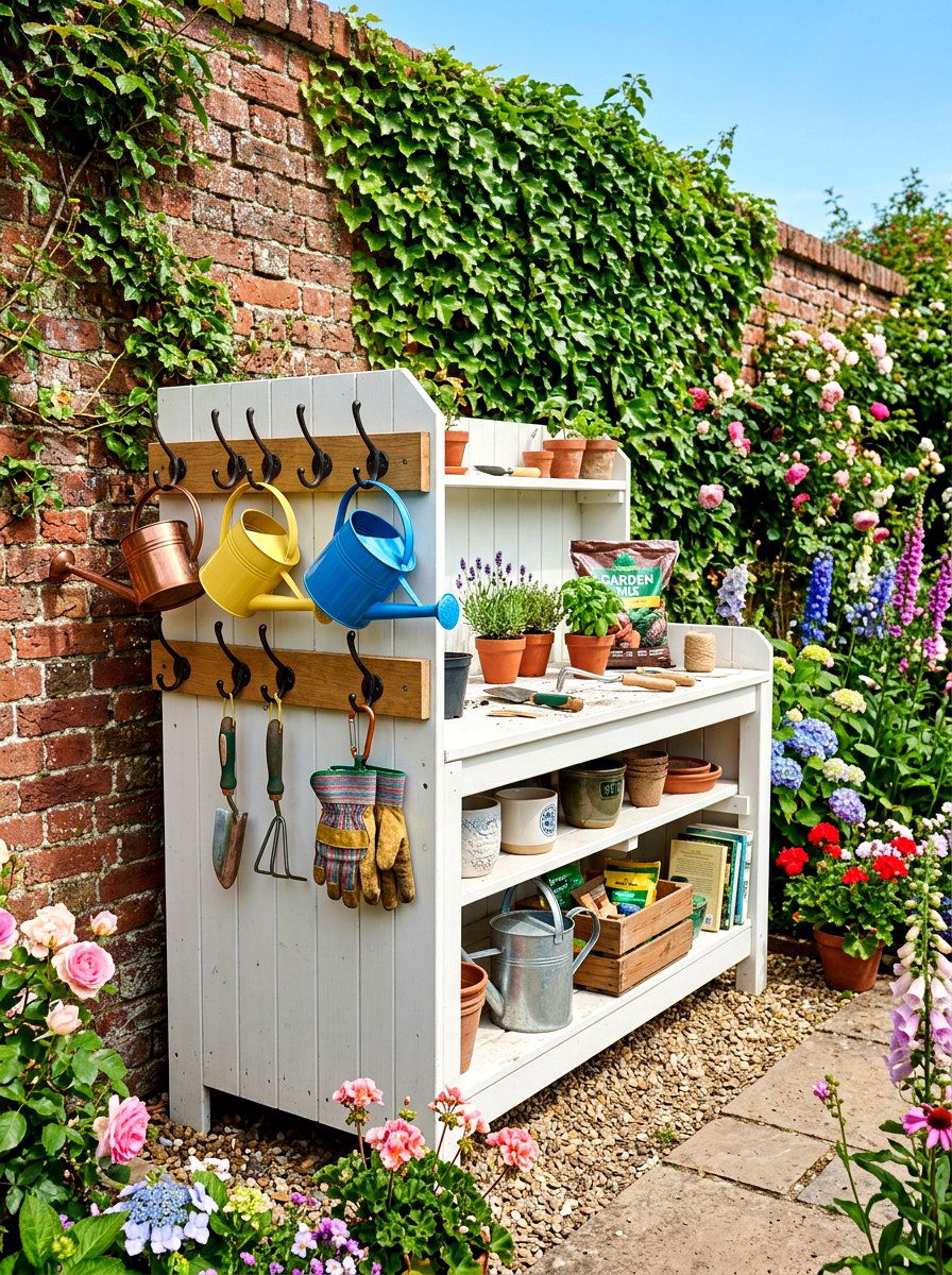 Potting Bench Hooks - 30 potting bench storage ideas