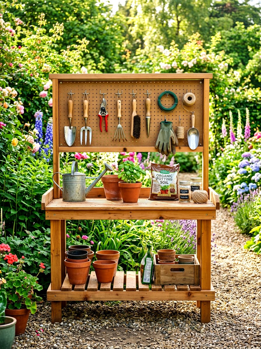Potting Bench Pegboard - 30 potting bench storage ideas