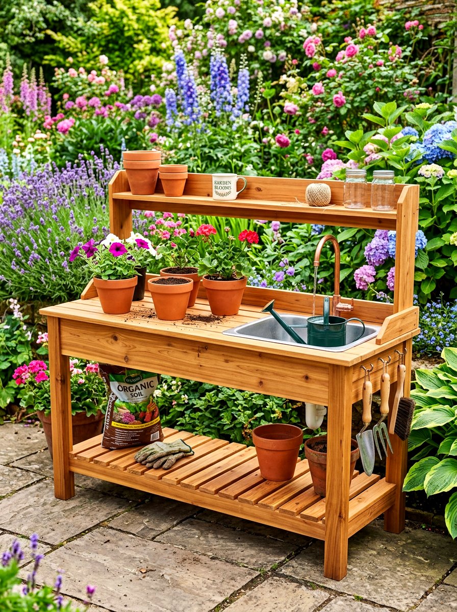 Potting Bench Sink - 30 outdoor utility sink ideas