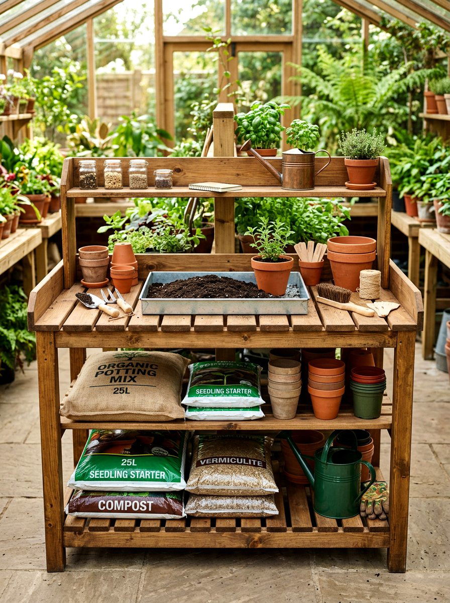Potting Bench Station - 30 garden shed storage ideas