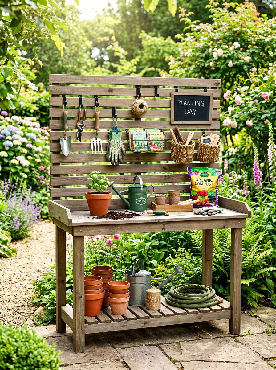 Potting Bench With Slat Wall - 30 potting bench ideas