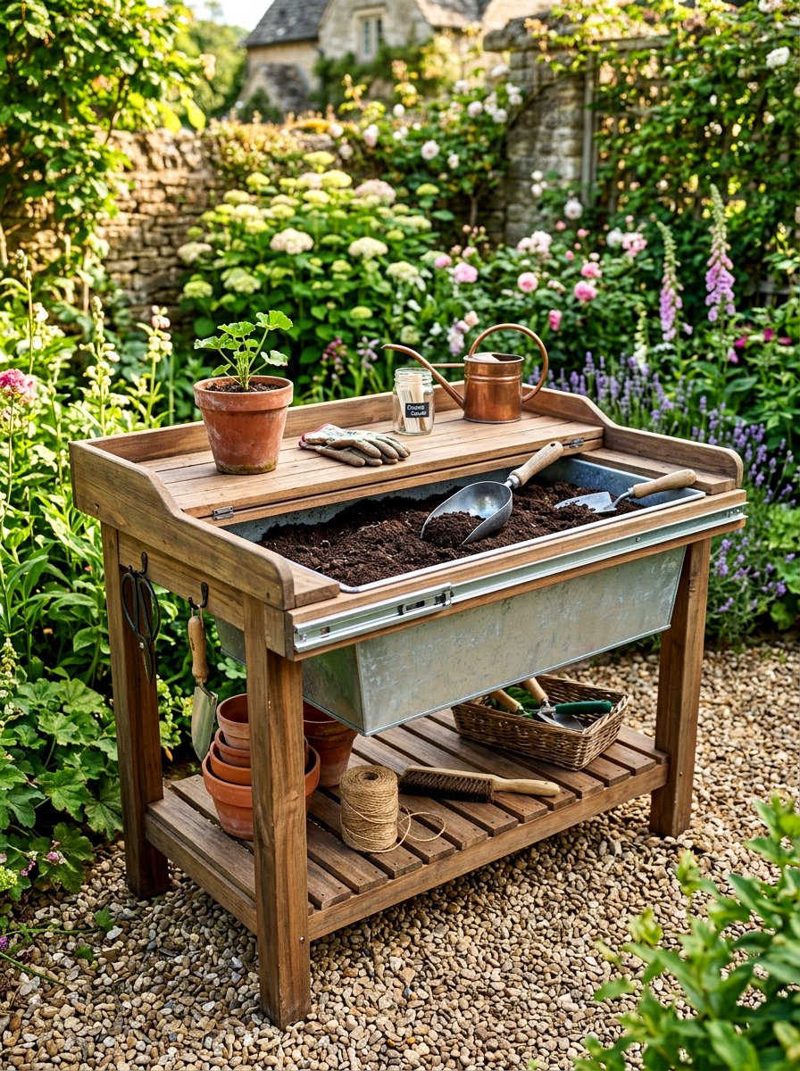 Potting Bench With Soil Bin - 30 potting bench ideas