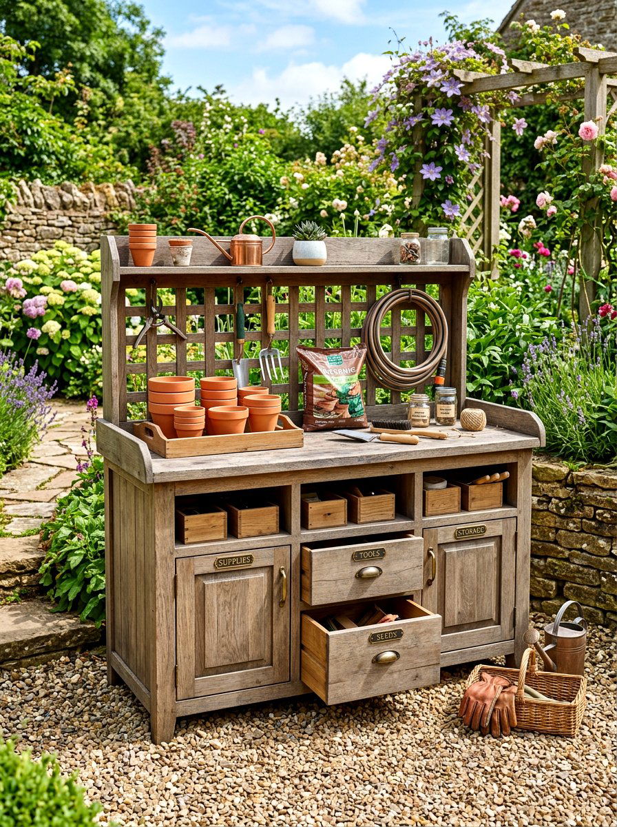 Potting Bench With Storage - 30 potting bench ideas