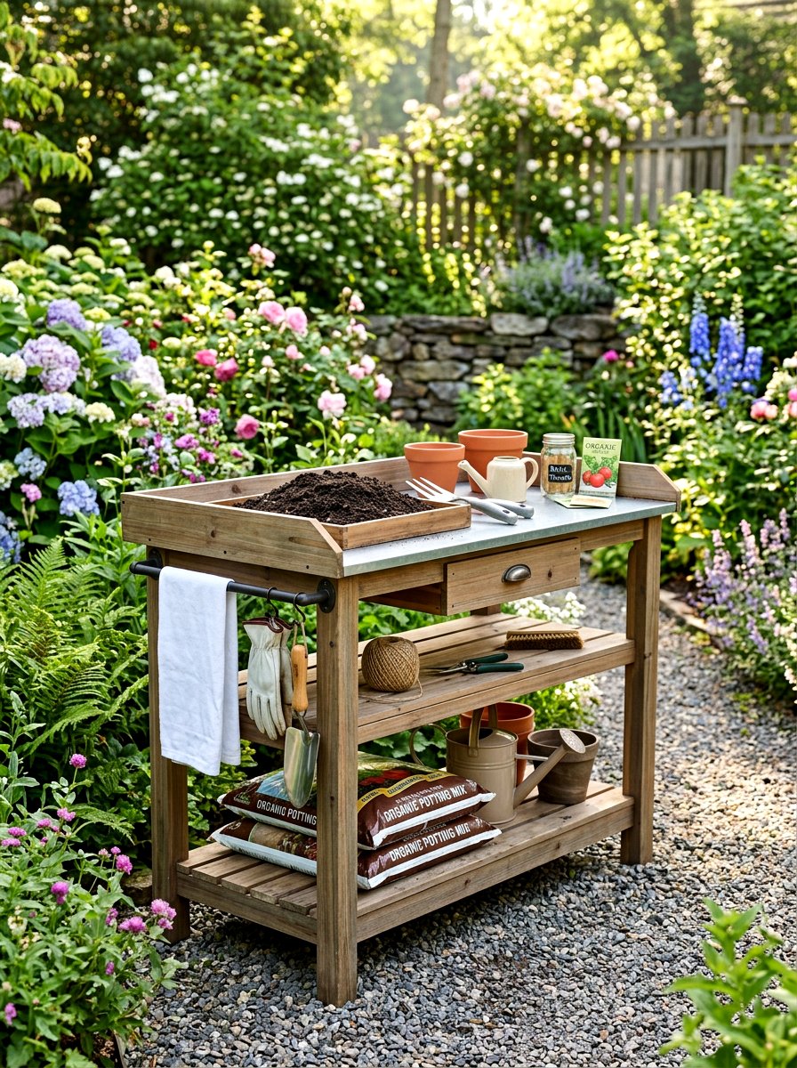 Potting Bench With Towel Rack - 30 potting bench ideas