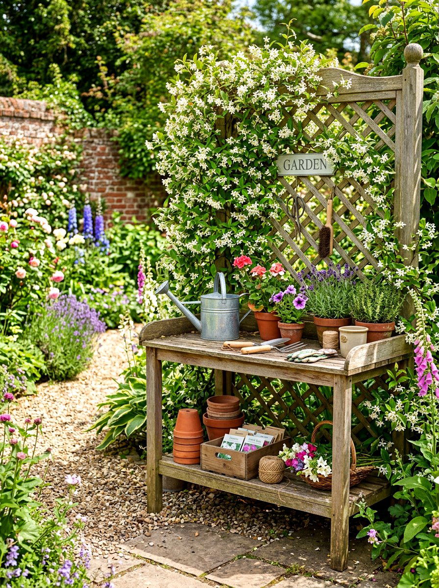 Potting Bench With Trellis - 30 potting bench ideas