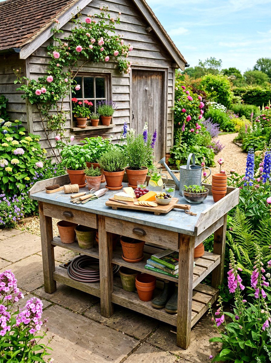 Potting Bench - 30 family cookout backyard ideas