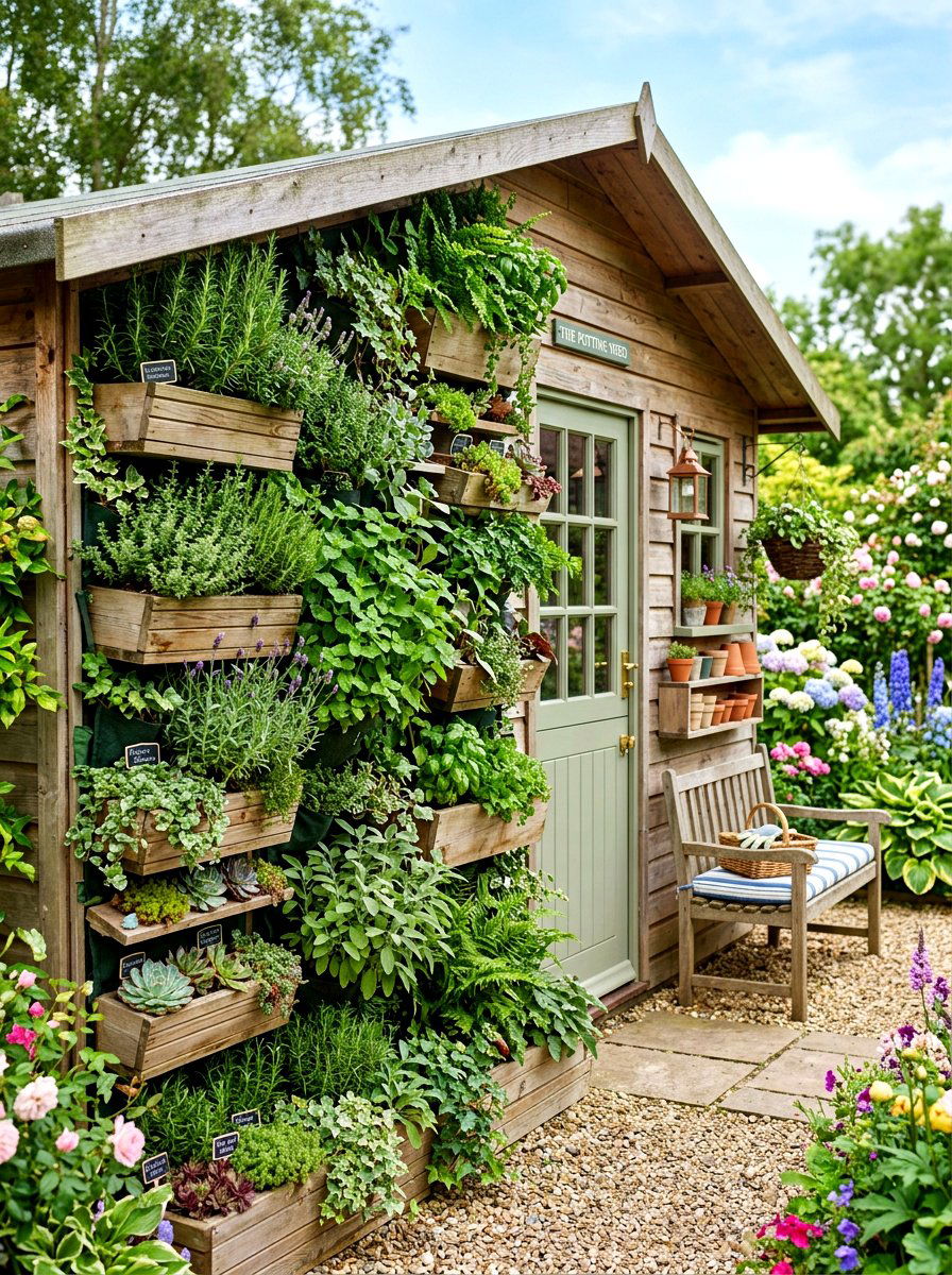 Potting Shed With Vertical Garden - 30 potting shed ideas