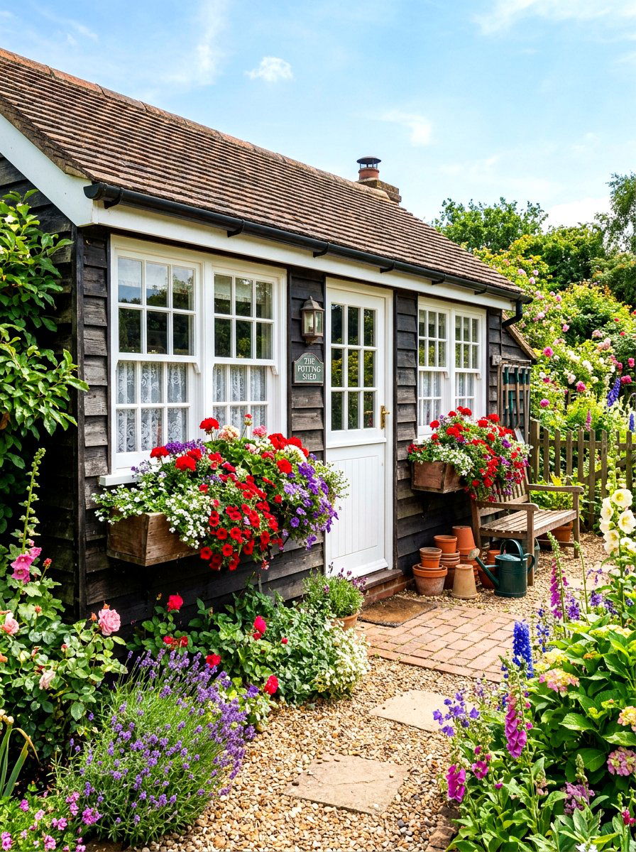 Potting Shed With Window Box - 30 potting shed ideas