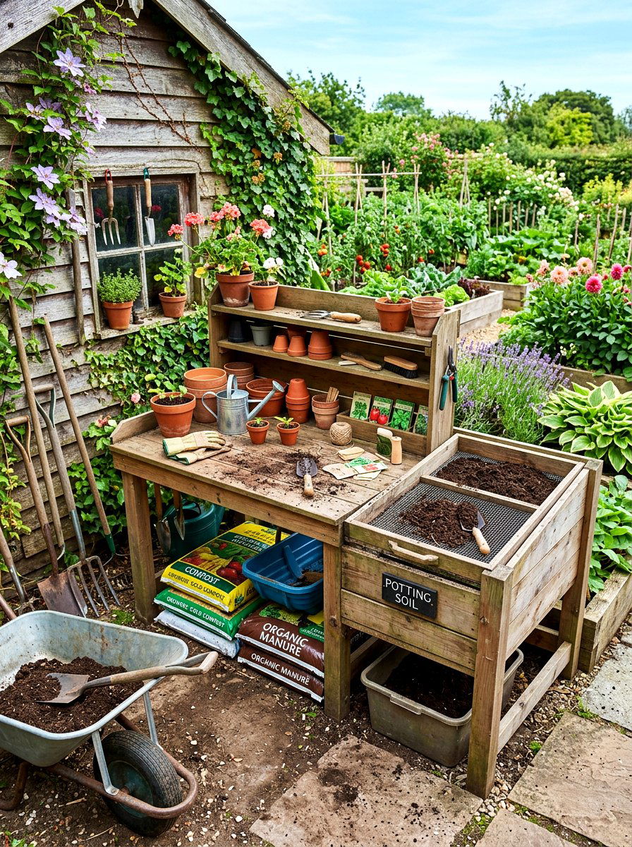 Potting Station With Soil Bin - 30 outdoor potting station ideas
