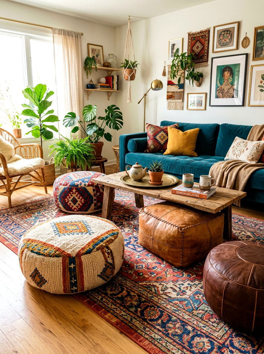 Pouf Floor Seating - 30 living room furniture ideas