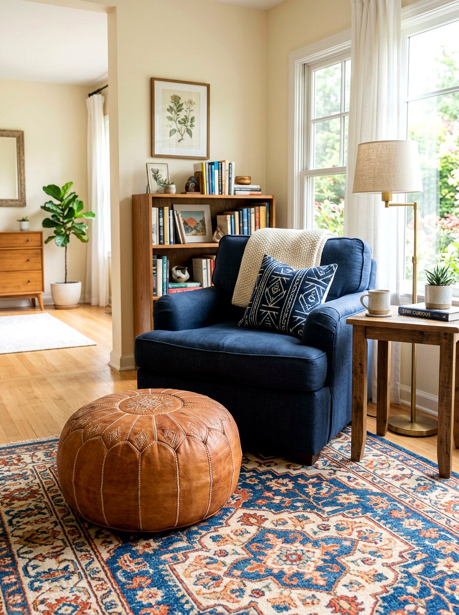Pouf Ottoman - 30 guest room reading corner ideas