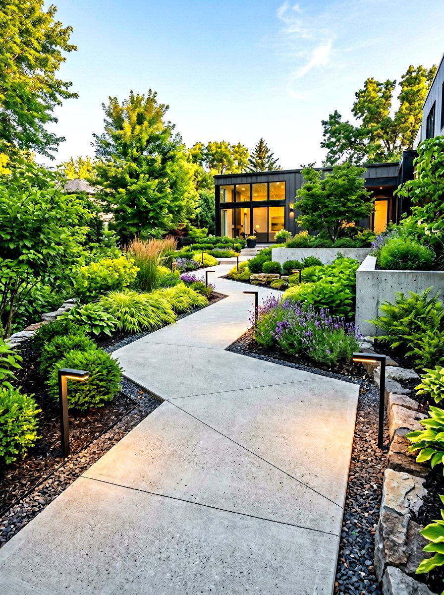 Poured Concrete Garden Path - 30 path through garden ideas
