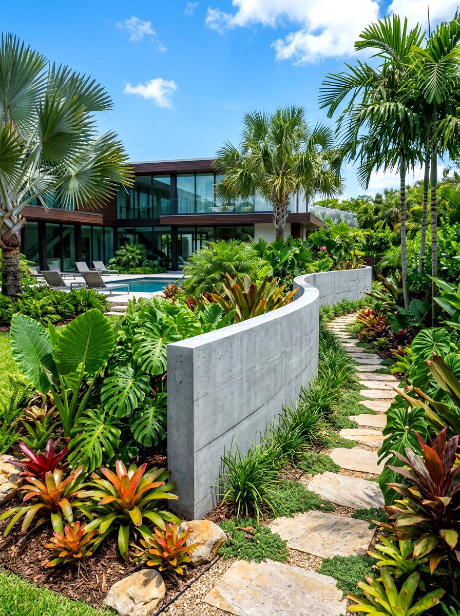 Poured Concrete Garden Wall - 30 raised bed border ideas