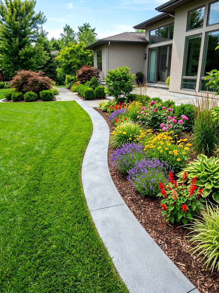 Poured Concrete Mow Strip - 30 mow strip ideas