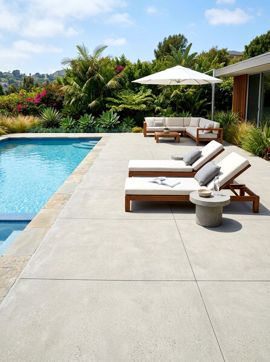 Poured Concrete Pool Deck - 30 pool deck ideas