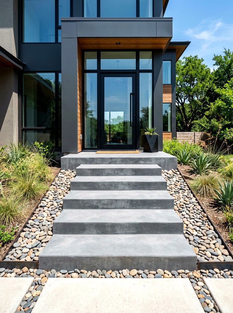 Poured Concrete Porch Stairs - 30 porch step ideas