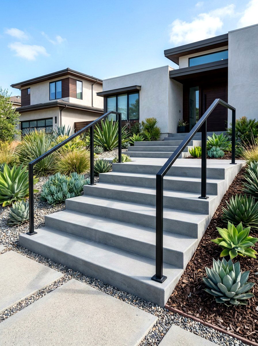 Poured Concrete Steps - 30 retaining wall stairs ideas