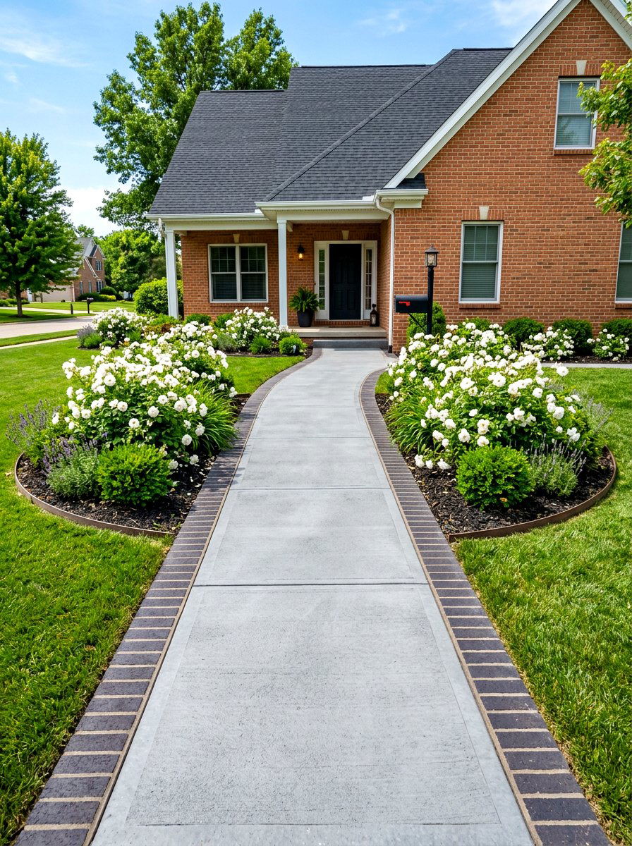 Poured Concrete Walkway - 30 front yard walkway ideas