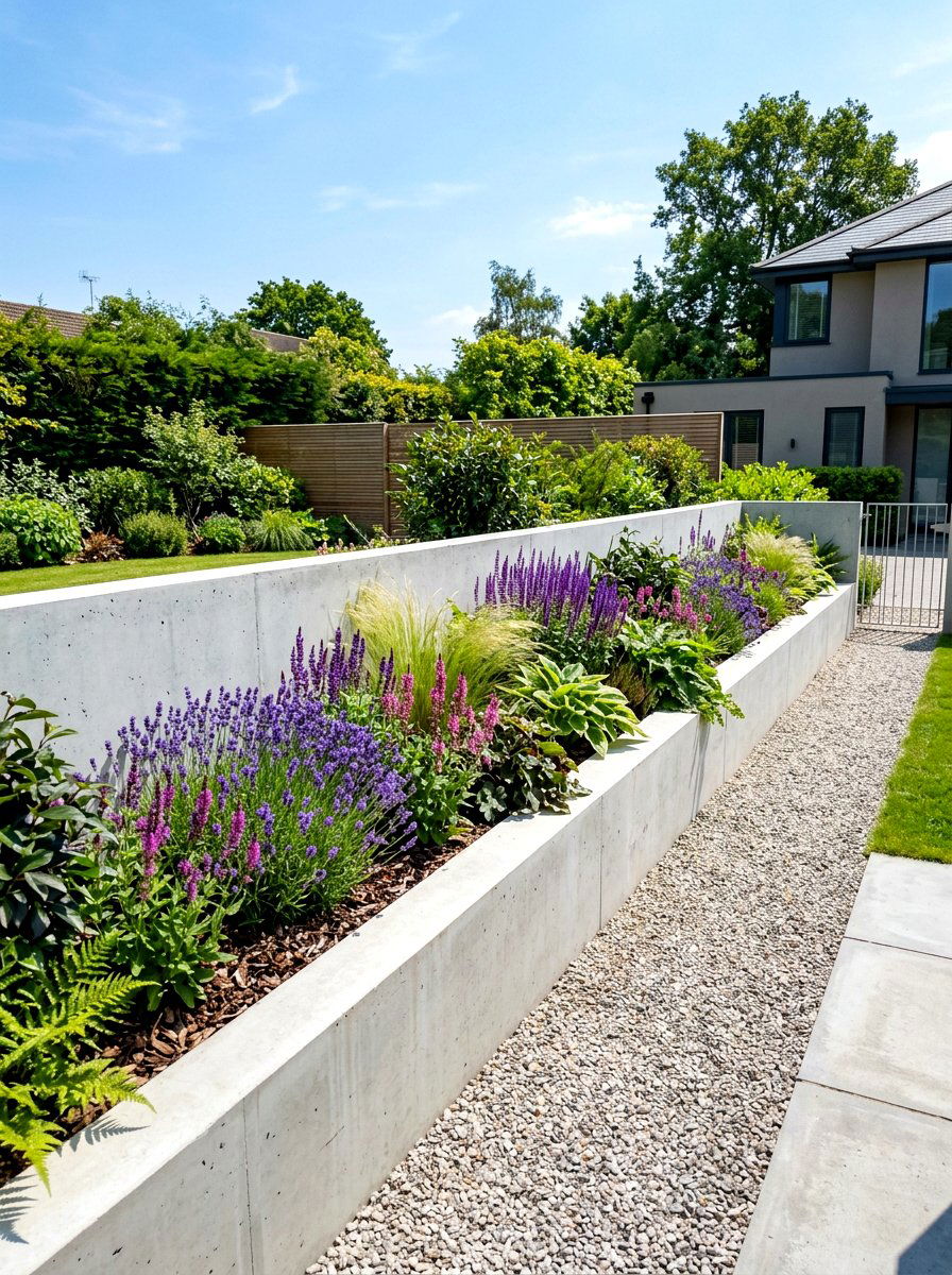 Poured concrete garden fence - 30 vegetable garden fence ideas