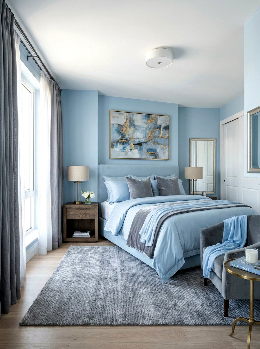 Powder Blue And Smoky Gray Bedroom - 30 blue and gray bedroom ideas