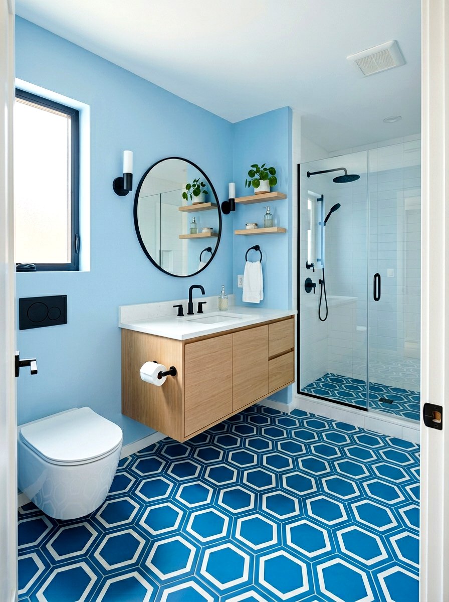 Powder Blue Bathroom Geometric - 30 powder blue bathroom ideas