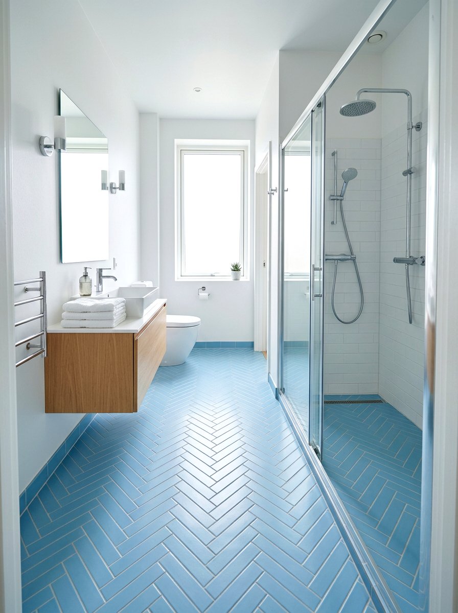 Powder Blue Bathroom Herringbone - 30 powder blue bathroom ideas