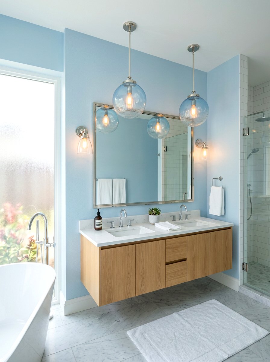 30 Powder Blue Bathroom Ideas for a Soft, Modern Spa Look