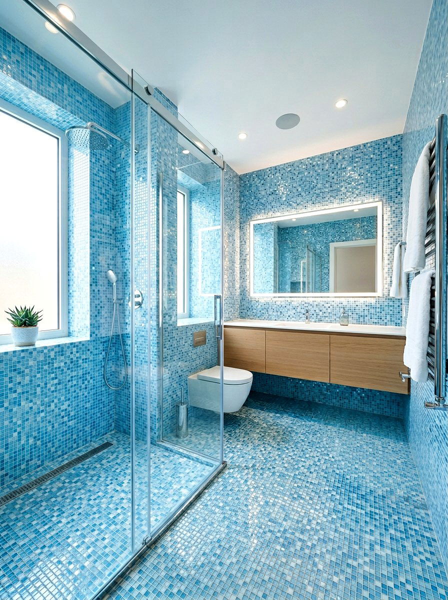 Powder Blue Bathroom Mosaic - 30 powder blue bathroom ideas